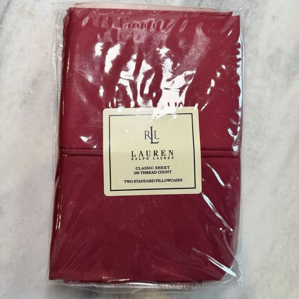 Lauren Ralph Lauren Scarlet Red Standard Pillowcases 350 Thread Count Supima New
